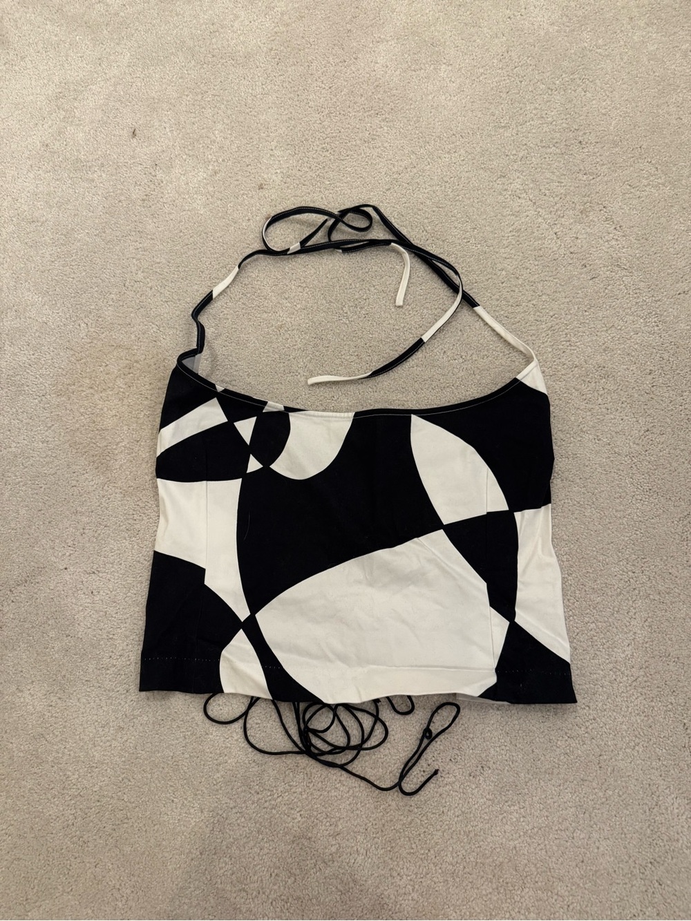 Black & White Abstract Halter Tank Top - Women